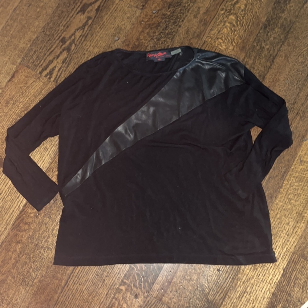Alice + Olivia air black sweater with leather